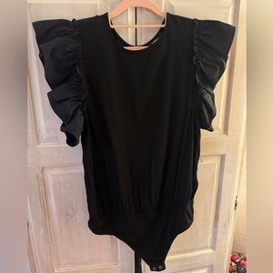 Express black ruffle bodysuit